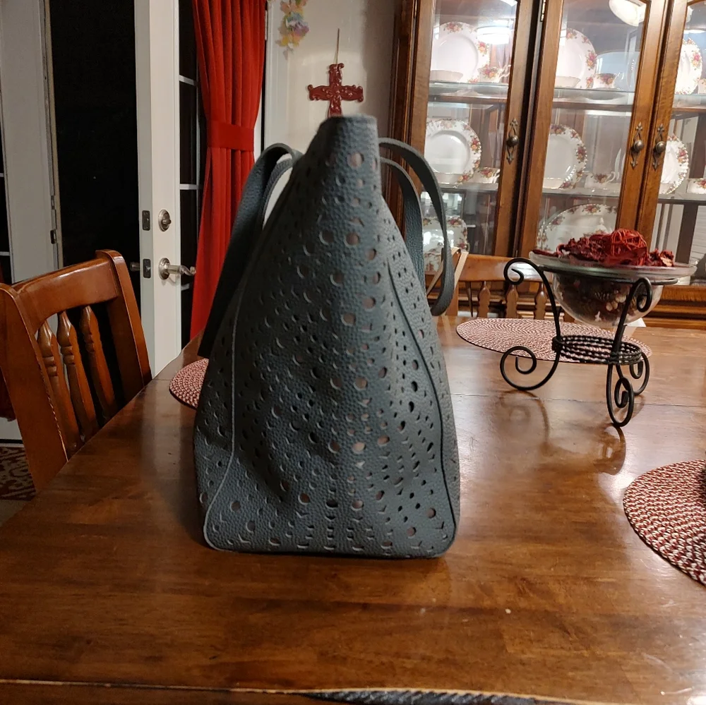 Gray Large Laser-Cut Tote Bag